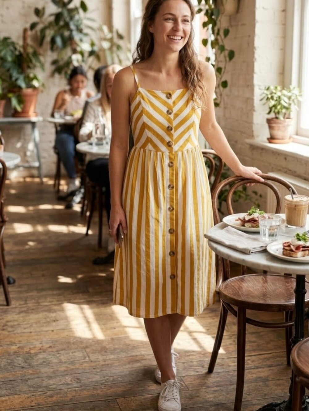 ⭐️3/$30⭐️ Style House Women's Mustard Viscose A-Line Midi Dress Size Small